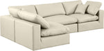 Comfy - 4 Piece Faux Leather Modular Armless Sectional