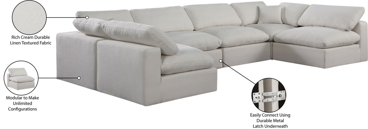 Comfy - 6 Piece Linen Modular Armless Sectional