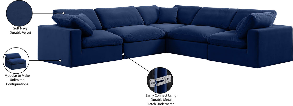 Comfy - 5 Piece Velvet Modular Corner Sectional