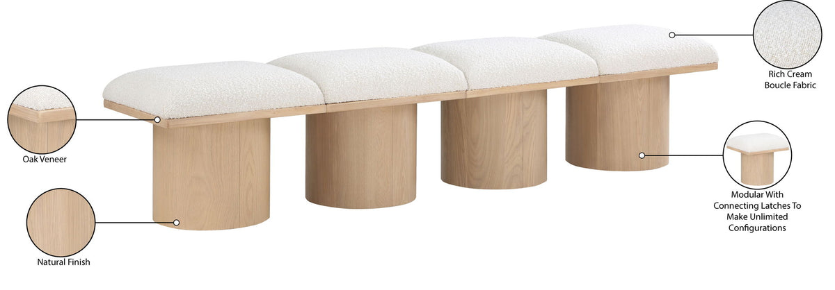 Pavilion - 4 Piece Modular Bench With Natural Base
