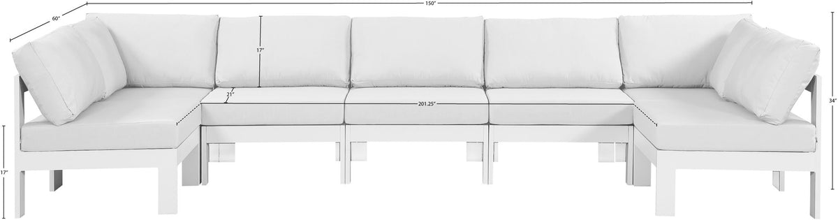 Nizuc - Outdoor Patio 7 Piece Modular Sectional With White Frame