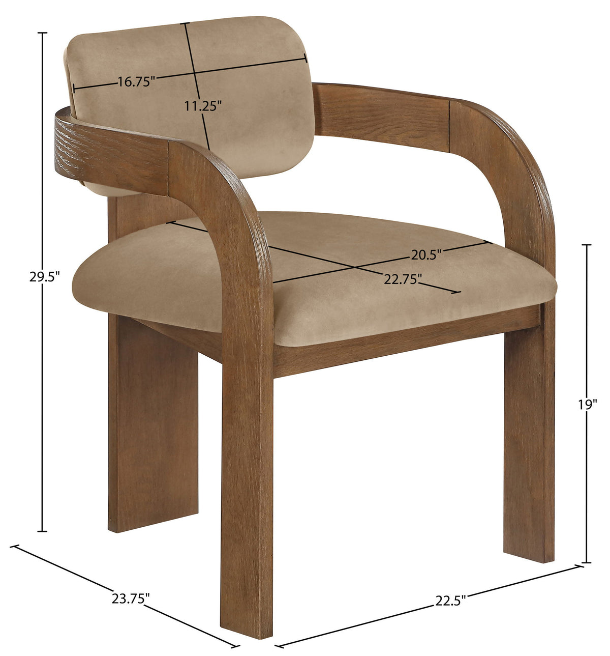Cedra - Velvet Performance Fabric Upholstered Dining Chair (Set of 2) - Brown Frame