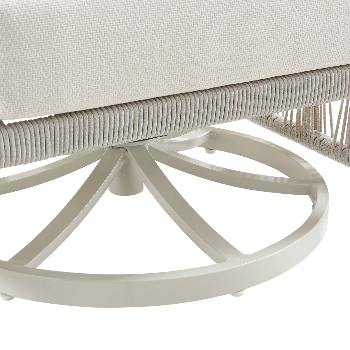Breeze - Cream Metal Outdoor Swivel Lounge Chair With Cushions - Pearl