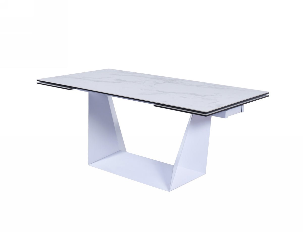 Baldwin - Modern White Ceramic Extendable Dining Table by VIG Furniture - View 3