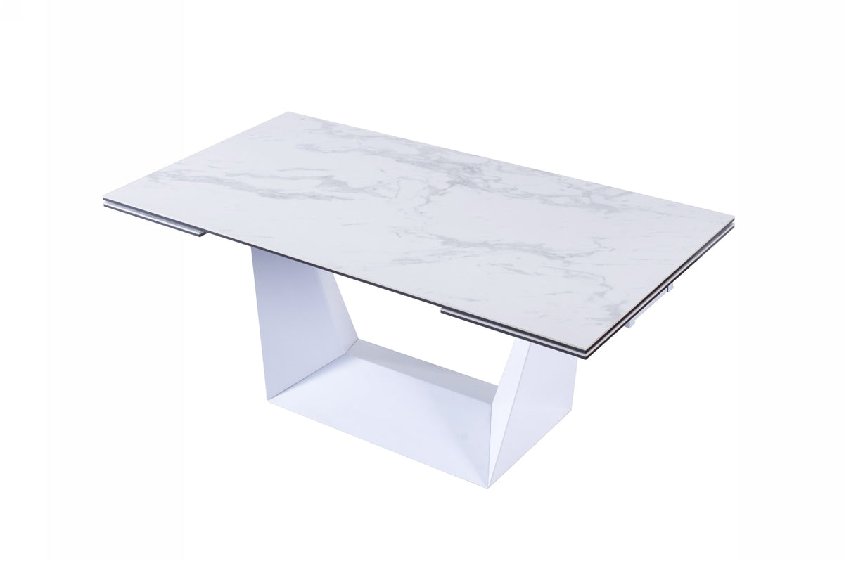Baldwin - Modern White Ceramic Extendable Dining Table by VIG Furniture - View 4
