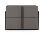 Eastern King Bronx Italian Modern Faux Concrete & Grey Bed + 2 Nightstands Set