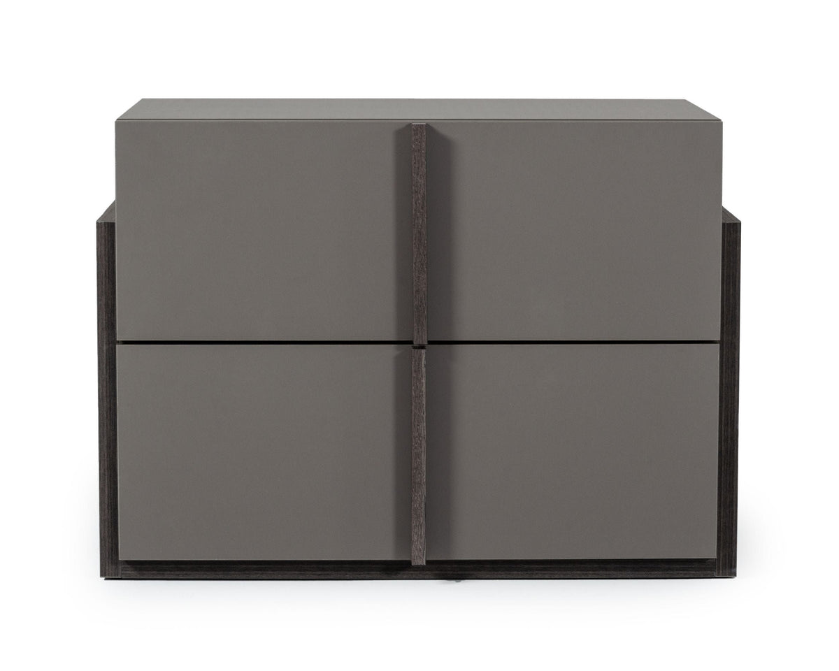 Eastern King Bronx Italian Modern Faux Concrete & Grey Bed + 2 Nightstands Set