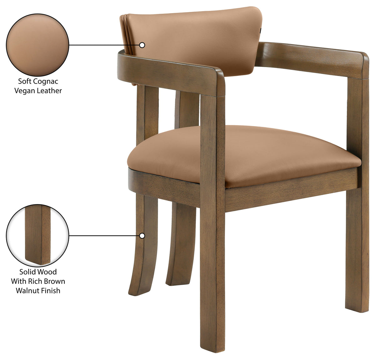 Lavrin - Vegan Leather Upholstered Dining Arm Chair (Set of 2) - Walnut Base