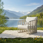 Breeze - Cream Metal Outdoor Club Chair With Cushions - Pearl