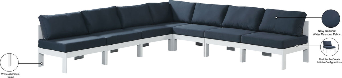 Nizuc - Outdoor Patio 7 Piece Modular Sectional With White Frame
