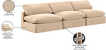 Comfy - Velvet Modular Armless Sofa 3 Seats