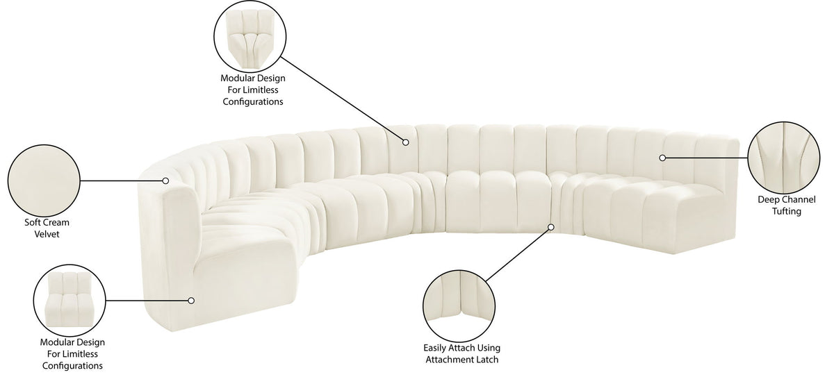 Arc - Velvet 8 Piece U-Shaped Modular Sofa