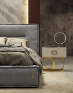 Hollywood - Eastern King Italian Contemporary Grey Leather Bed