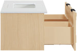 Leonardo - Engineered Stone And Solid Wood 24" Wall Mounted Bathroom Vanity