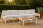 Nizuc - Outdoor Patio 5 Seat Modular Armless Sofa With White Frame