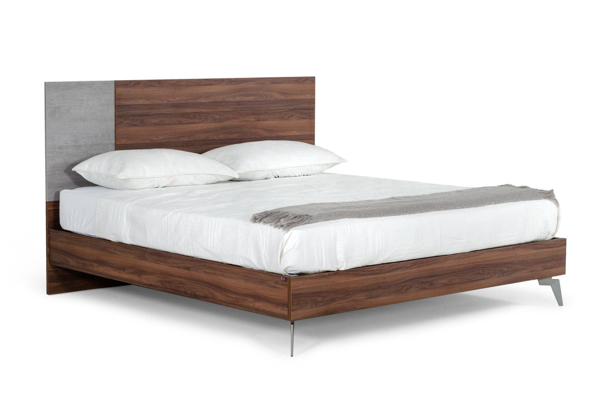 Palermo - Eastern King Italian Modern Faux Concrete & Noce Bodrum Bedroom Set