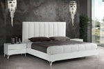Angela - Queen Italian Modern White Eco Leather Bed w/ Nightstands