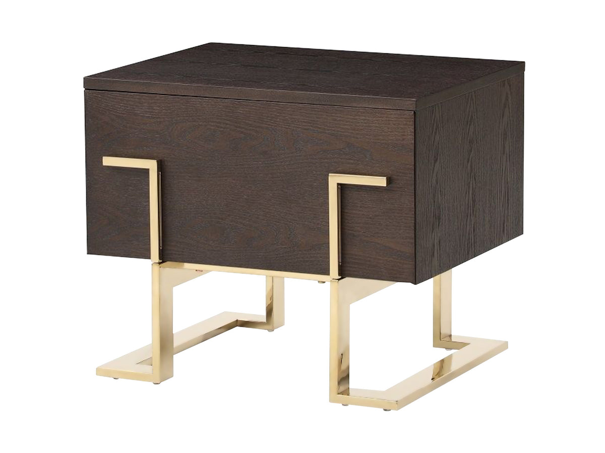 Moontide Modern Smoked Ash & Gold Nightstand by VIG Furniture - View 3