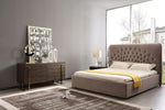 Moontide - Eastern King Glam Beige Velvet and Brushed Brass Bed by VIG Furniture - View 1