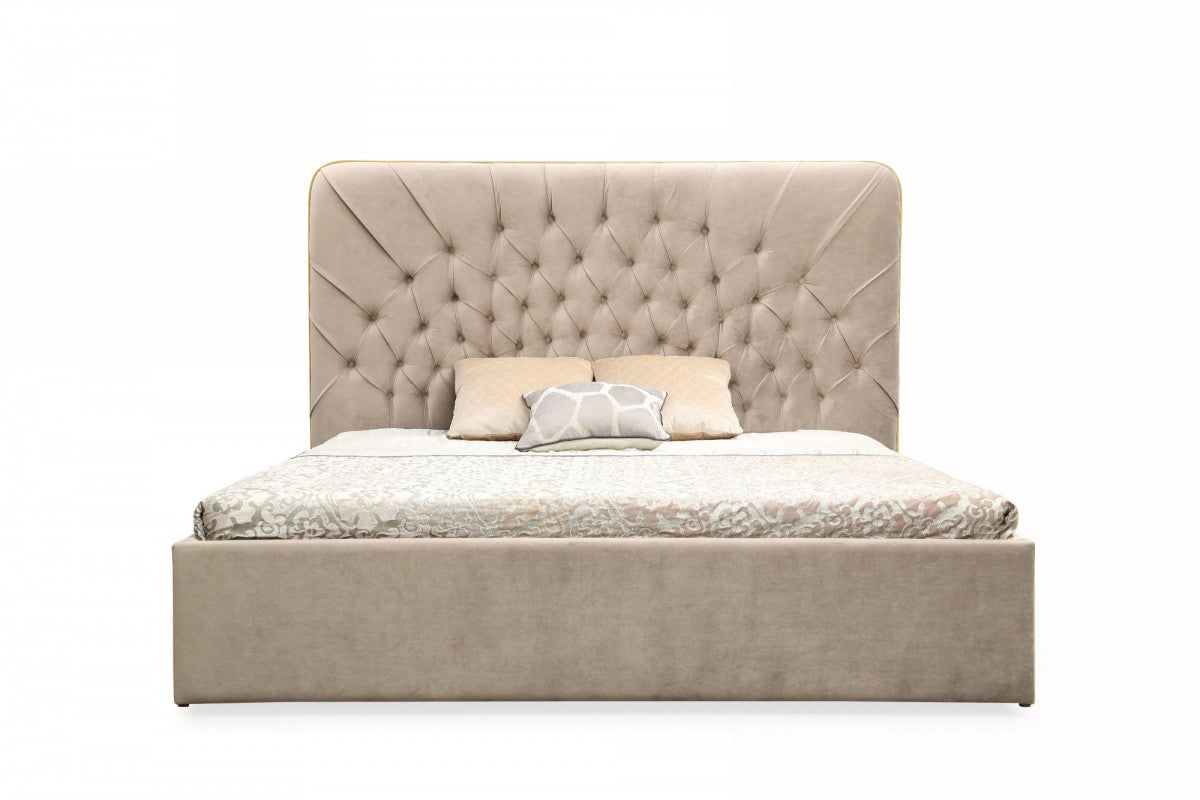 Moontide - Glam Beige Velvet and Brushed Brass Bedroom Set by VIG Furniture - View 3