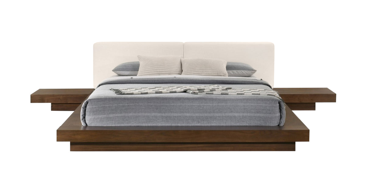 Tokyo - Contemporary Walnut and White Platform Bed by VIG Furniture - View 1