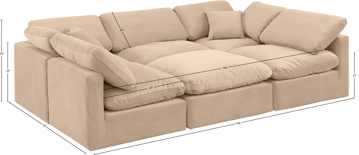 Indulge - Velvet 6 Piece Modular Sectional