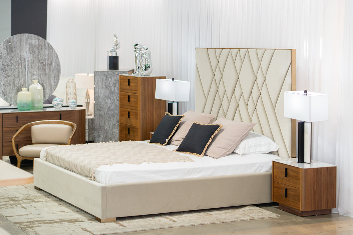 Eldora - Glam Beige Velvet and Brushed Brass Bed by VIG Furniture - View 9