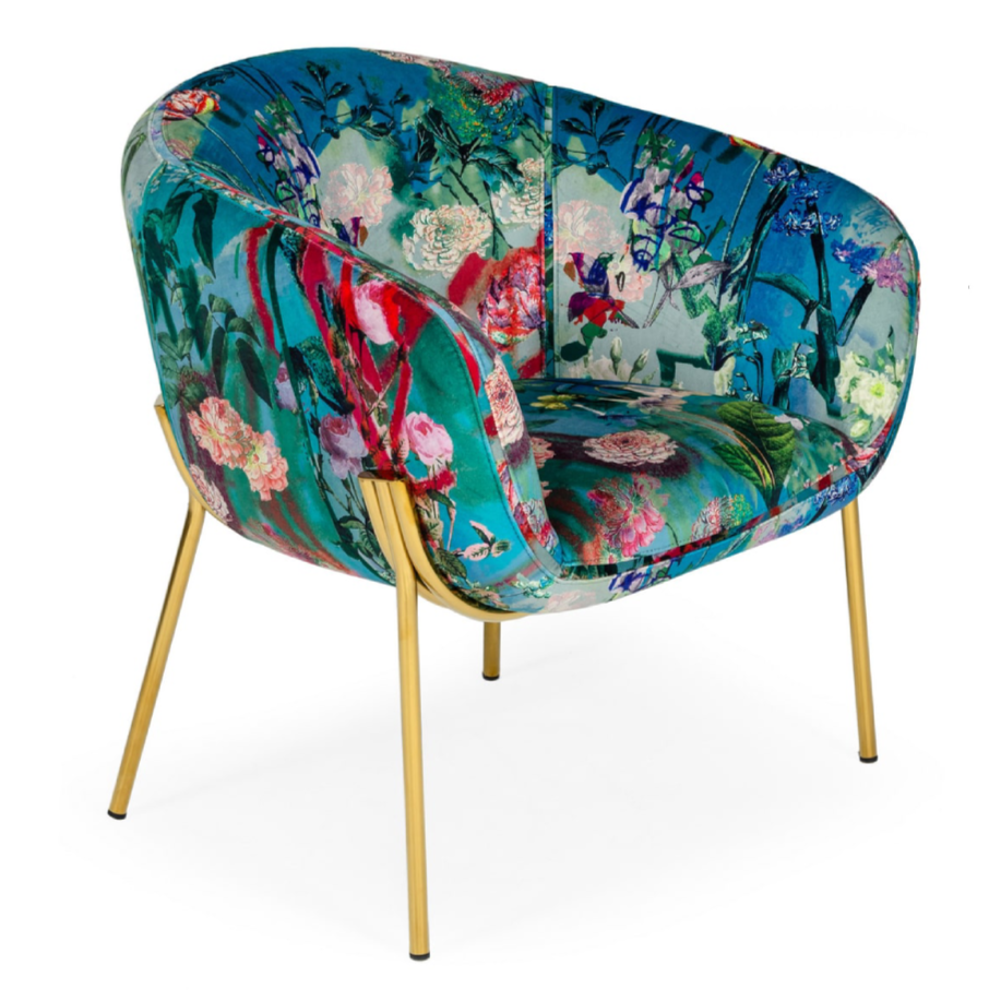 Falco - Contemporary Floral Velvet and Gold Accent Chair by VIG Furniture - View 1