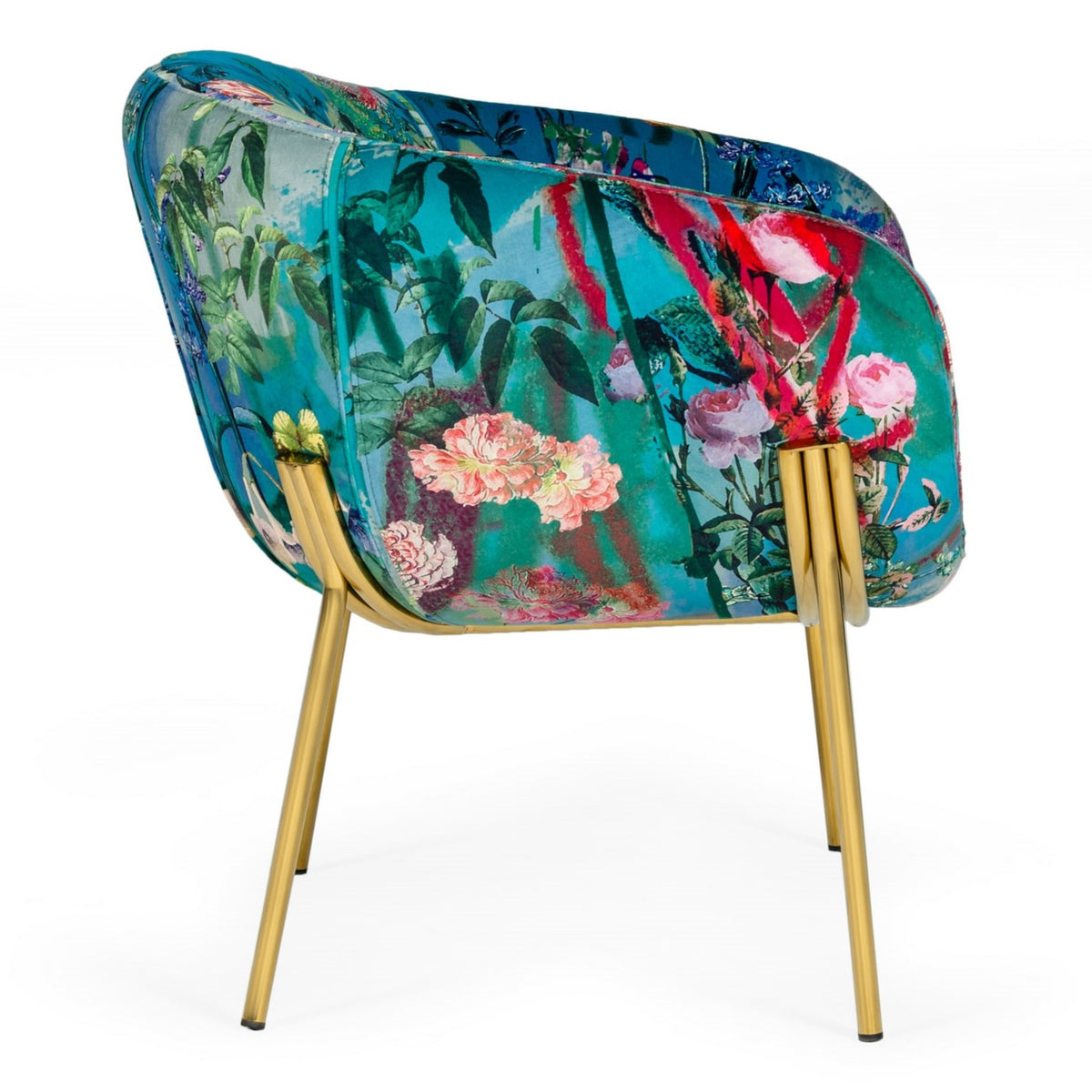 Falco - Contemporary Floral Velvet and Gold Accent Chair by VIG Furniture - View 2