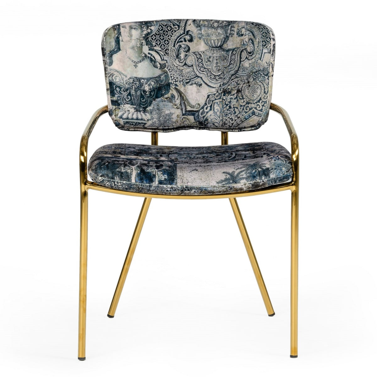 Farnon - Modern Patterned Velvet and Gold Dining Chair by VIG Furniture - View 5