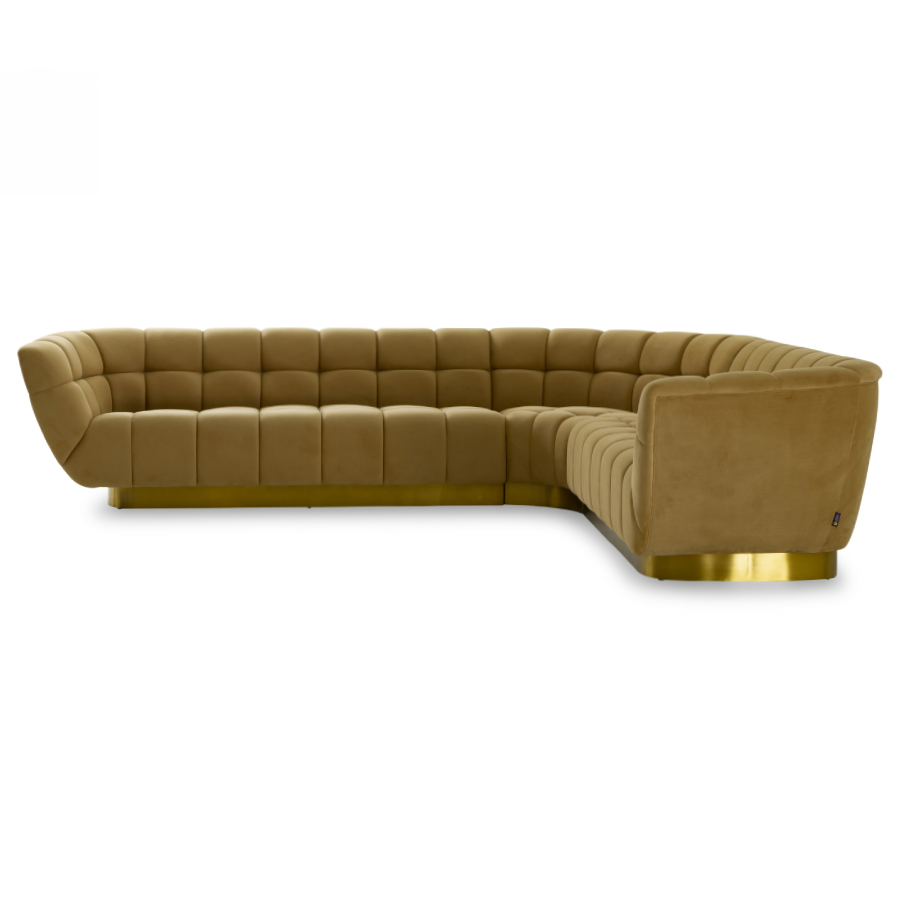 Granby - Glam Mustard + Gold Fabric Sectional Sofa by VIG Furniture - View 3