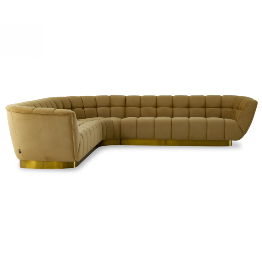 Granby - Glam Mustard + Gold Fabric Sectional Sofa by VIG Furniture - View 2