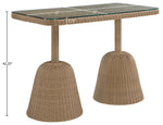 Seacrest - Tempered Glass Top And Wicker Outdoor Patio Bar Height Table