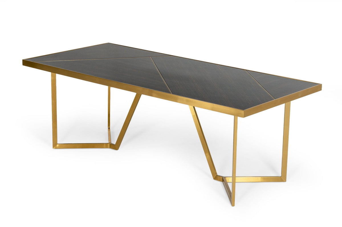 Nolte - Glam Black Zebrawood and Gold Dining Table by VIG Furniture - View 2