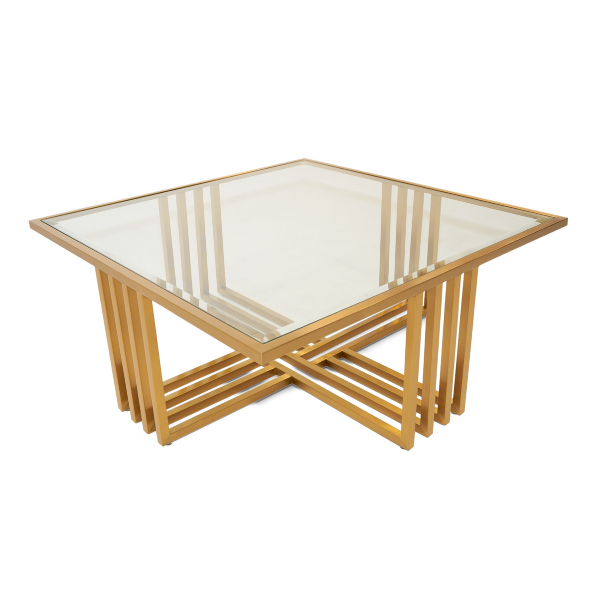 Kodiak - Glam Clear Glass and Gold Glass Coffee Table by VIG Furniture - View 1