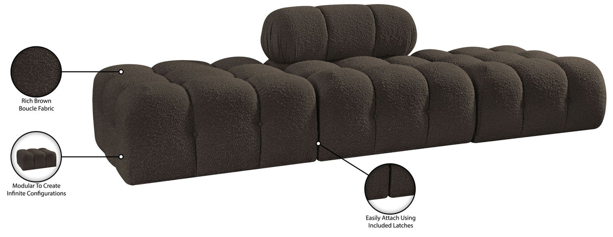 Ames - 3 Piece Boucle Upholstered Modular Sofa With 2 Backless Seats