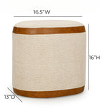 Huche - Cotton Jute and Vegan Leather Oval Ottoman - Natural