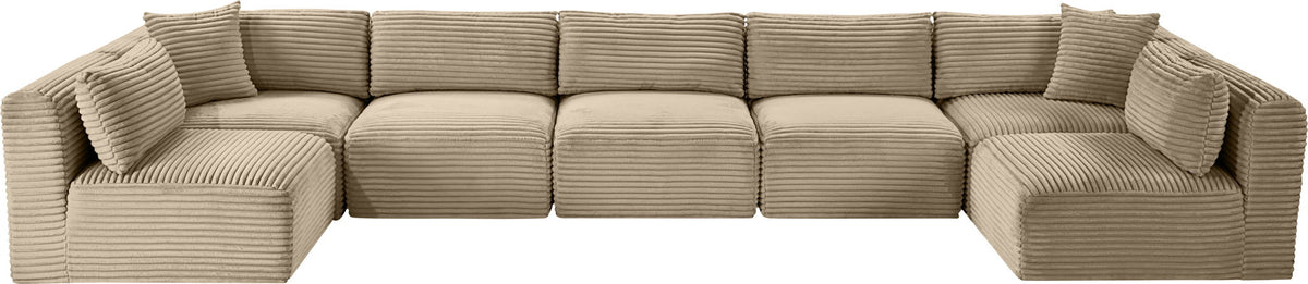 Shaggy - Fabric 7 Piece Modular U-Shaped Armless Sectional