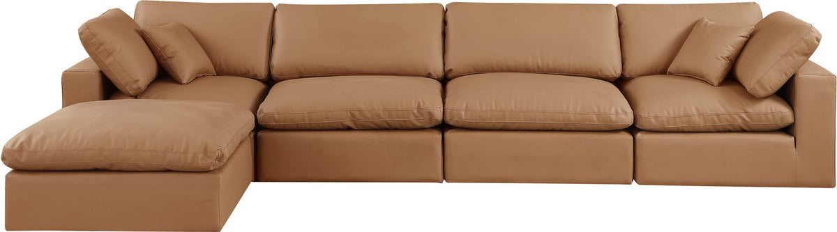 Comfy - 5 Piece Faux Leather Modular Sectional With Chaise