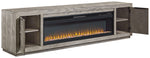 Naydell - 92" TV Stand With Wide Fireplace Insert - Gray