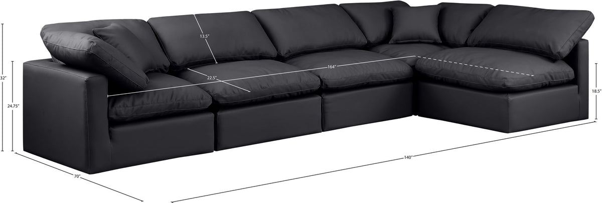 Indulge - Faux Leather 5 Piece Modular Sectional
