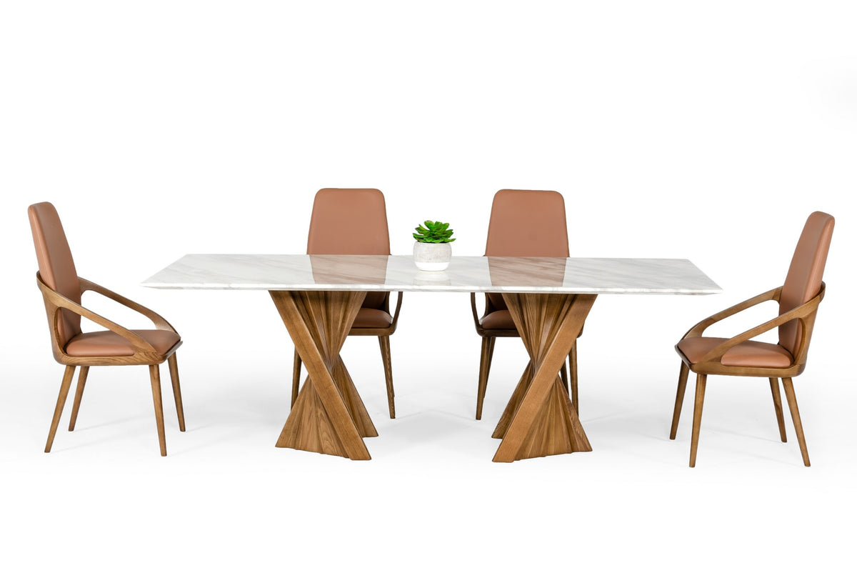 Cadence - Modern Walnut & Marble Dining Table by VIG Furniture - View 4