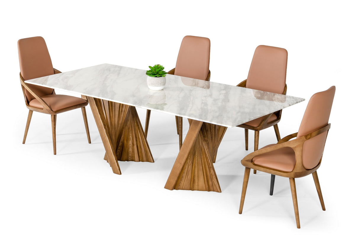 Cadence - Modern Walnut & Marble Dining Table by VIG Furniture - View 5