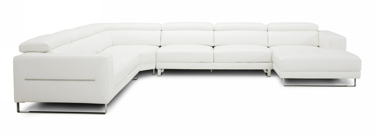 Hawkey - Contemporary White Full Leather U Shaped Sectional Sofa by VIG Furniture - View 2