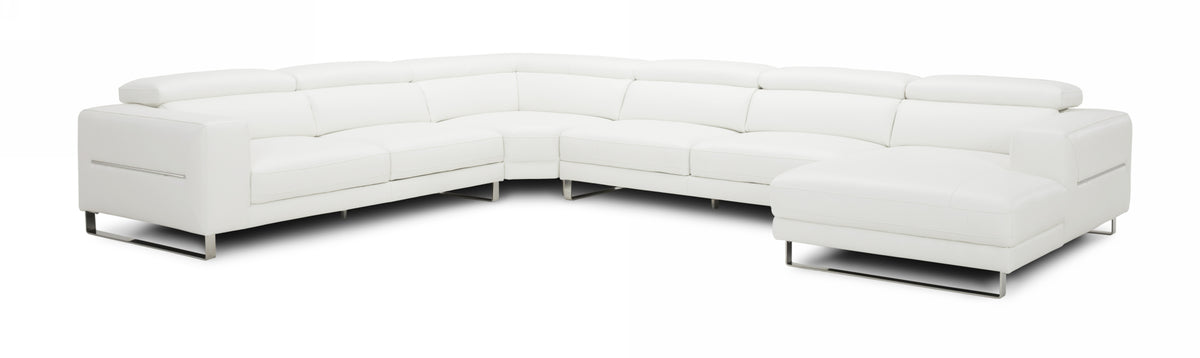 Hawkey - Contemporary White Full Leather U Shaped Sectional Sofa by VIG Furniture - View 3