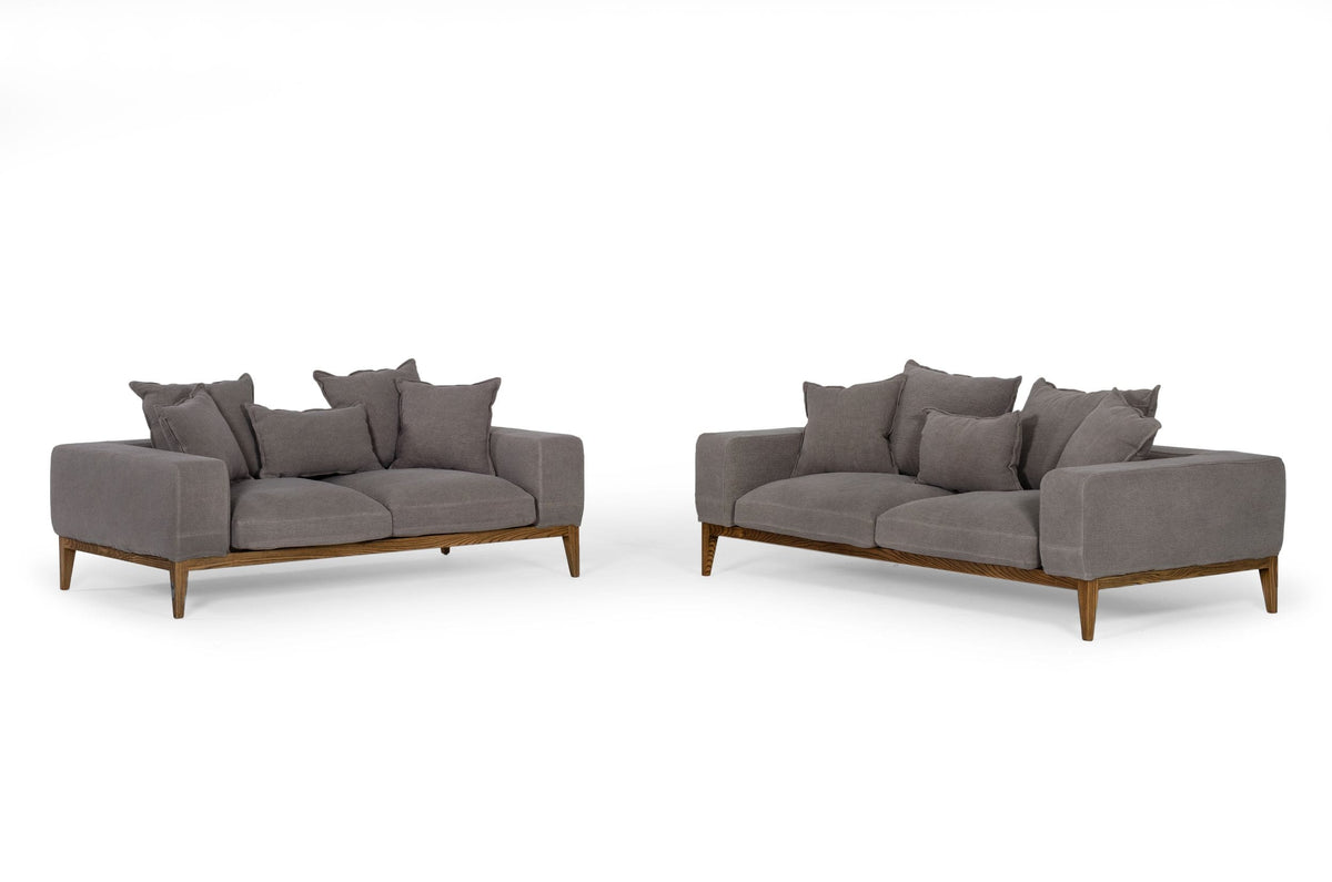 Corina - Modern Grey Linen Loveseat by VIG Furniture - View 2