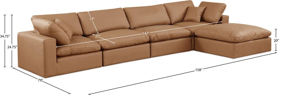 Comfy - 5 Piece Faux Leather Modular Sectional With Chaise