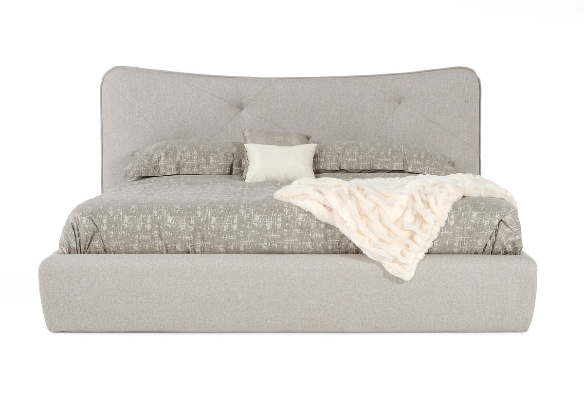 Alessia - Queen Italian Modern Light Grey Upholstered Bed by VIG Furniture - View 2