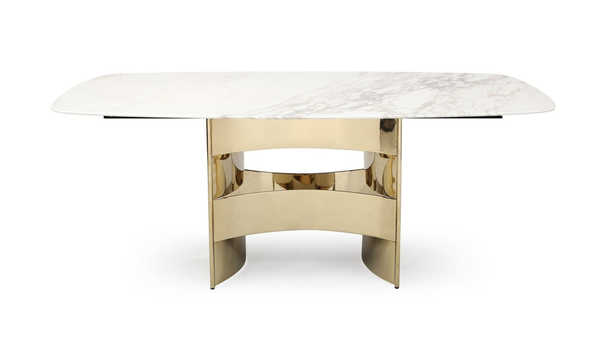Marmot - White Marble and Champagne Gold Dining Table by VIG Furniture - View 7