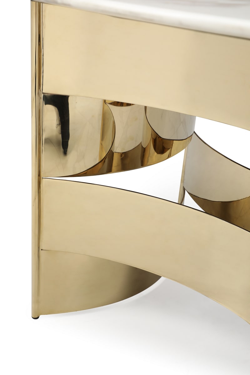 Marmot - White Marble and Champagne Gold Dining Table by VIG Furniture - View 4